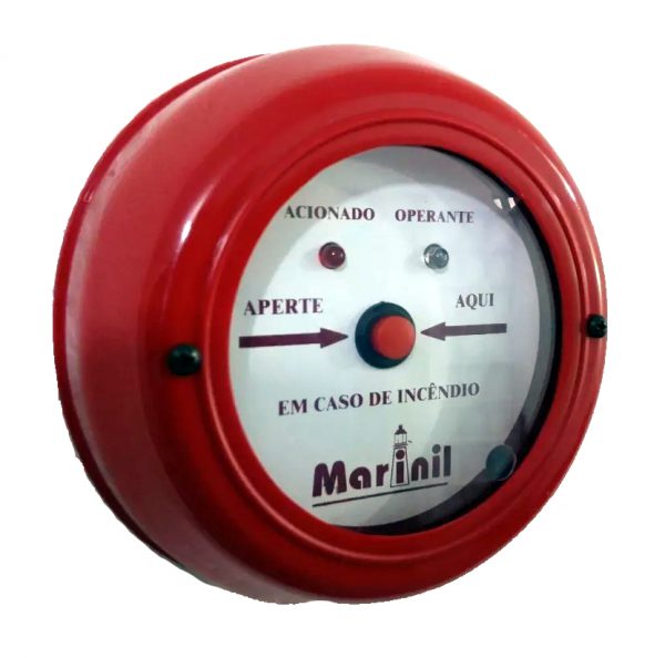 Botoeira de Acionamento Manual do Alarme de Incêndio com Sirene Interna (Acionamento por pressão com as mãos)